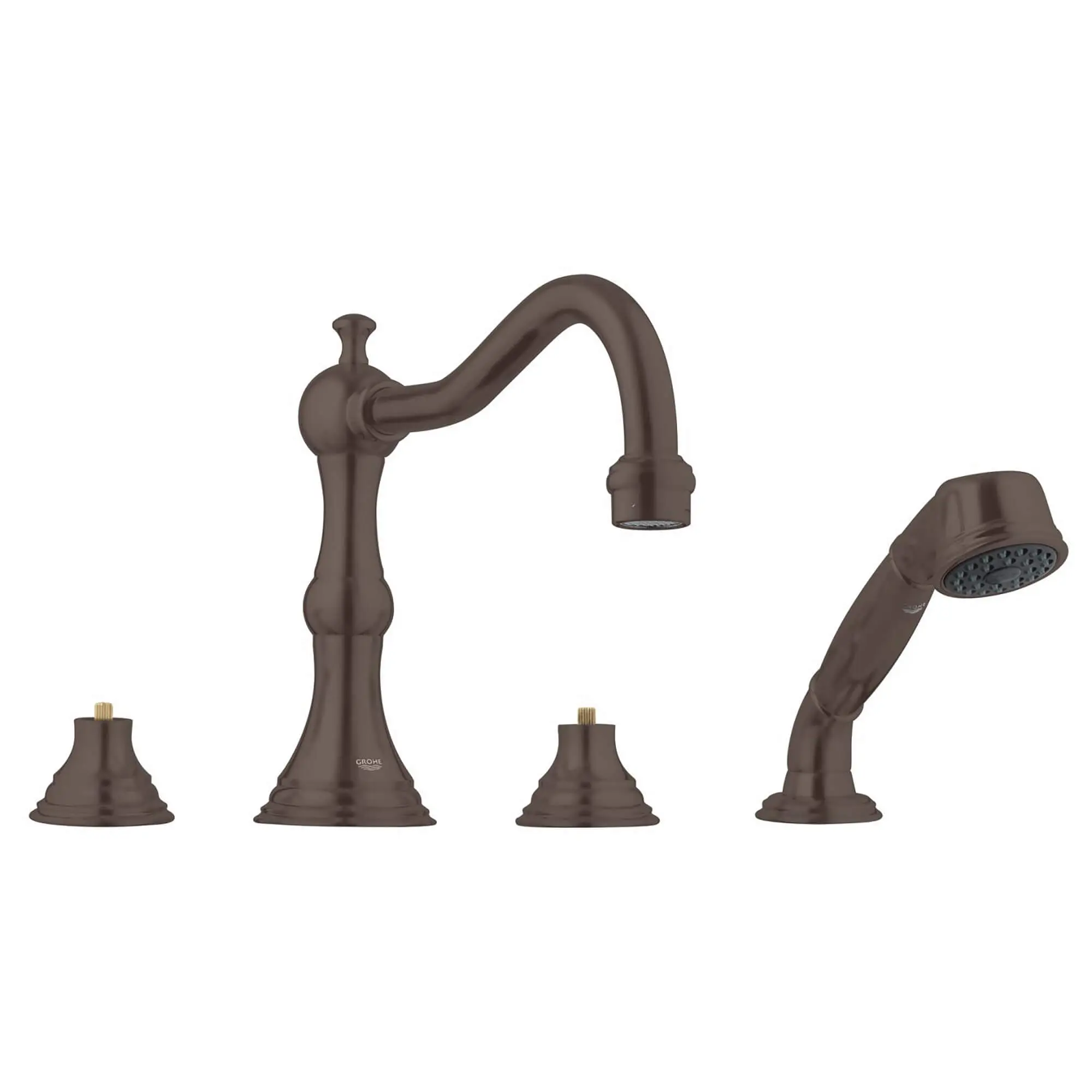 4-Hole 2-Handle Deck Mount Roman Tub Faucet with 2.5 GPM Hand Shower